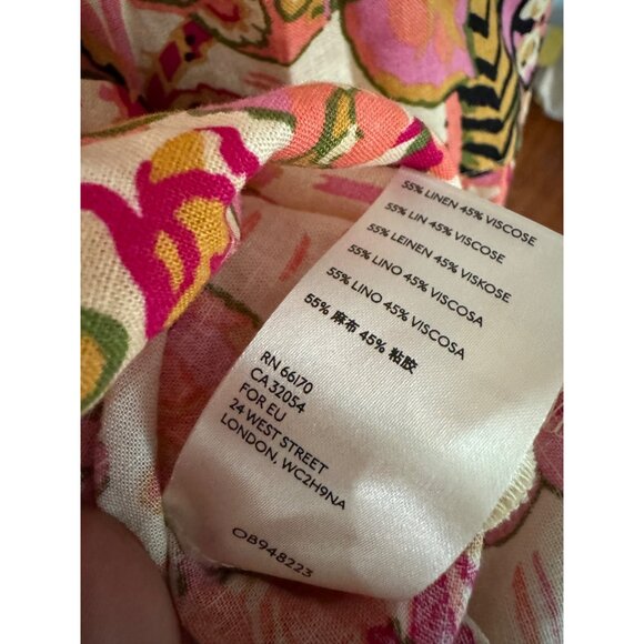 Free People Women's Floral Sleeveless Ruffle Linen Blend Tunic Top Open Back New - Picture 7 of 8